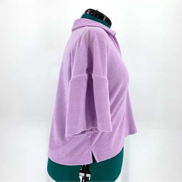 Calvin Klein Jeans NWT Lilac Purple French Terry Polo Style Cropped Top, Medium - Picture 11 of 16